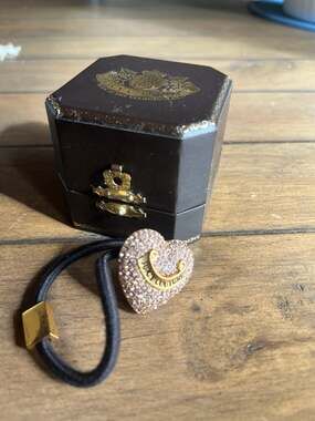 Vintage Juicy Couture Rhinestone Heart Hair Tie with Original Box